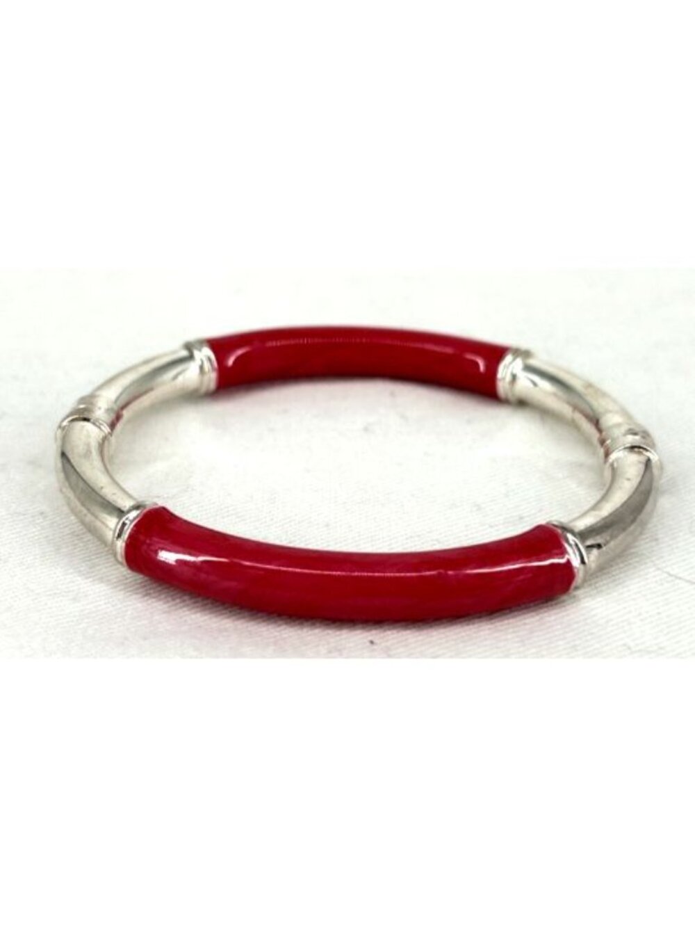 Milor 925 Red Enamel Bangle Bracelet Hinged Latch Italy 6.75" - Picture 3 of 5